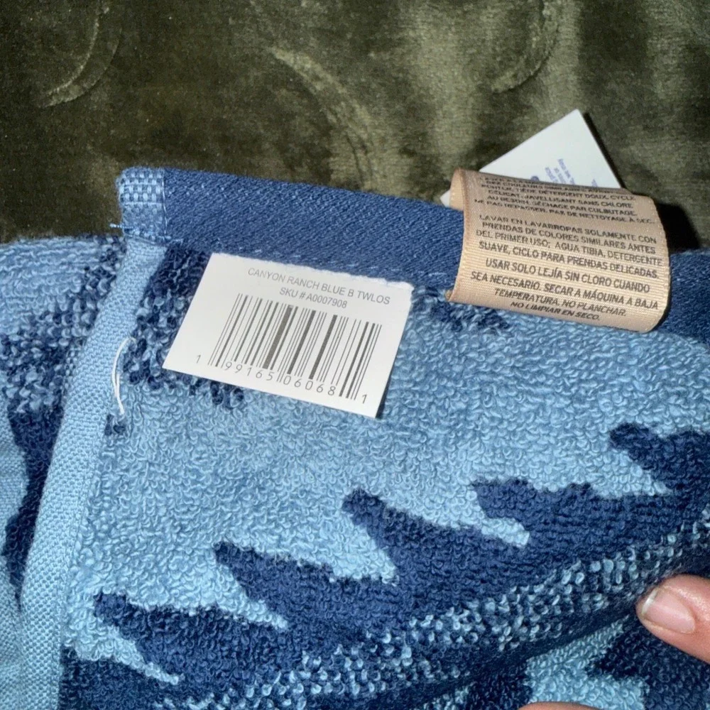 Wrangler Bath Towel Set 2 Canyon Ranch Blue NEW Southwestern Geometric Cotton